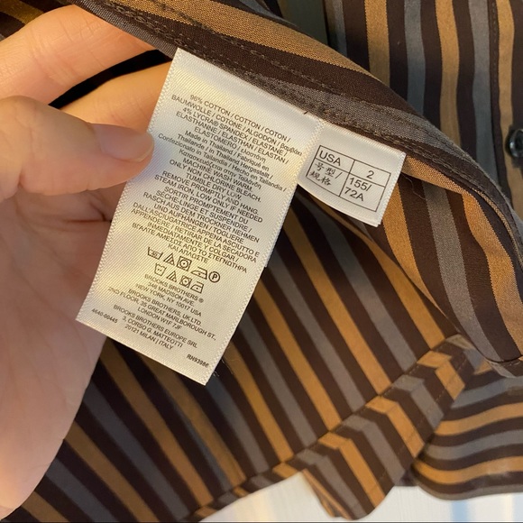 Brooks Brothers Non-Iron Tailored-Fit Cotton Stripe Dress Shirt, Never Worn. XS - Picture 8 of 12
